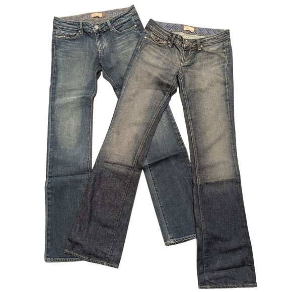 2 PAIRS! Paige Jeans 28 Tall Long Bootcut Faded Wash Venice & Melrose Designer - Picture 1 of 7